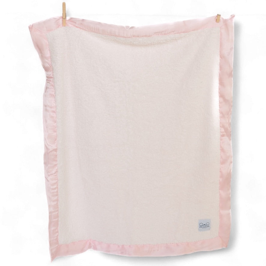Classic Baby Blanket with Satin Trim in Chenille Cozy, Pink