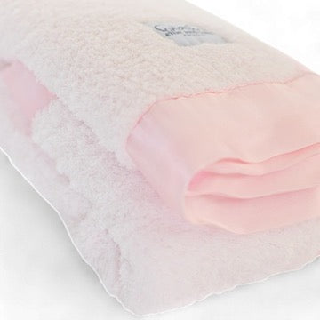 Classic Baby Blanket with Satin Trim in Chenille Cozy, Pink