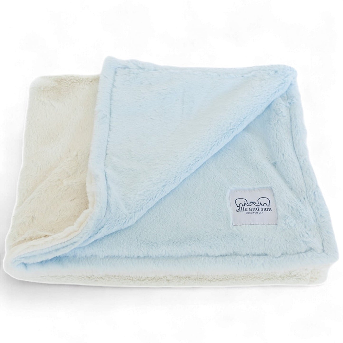 Luxury Duo Baby Blanket in Luxe Plush, Blue - Ivory