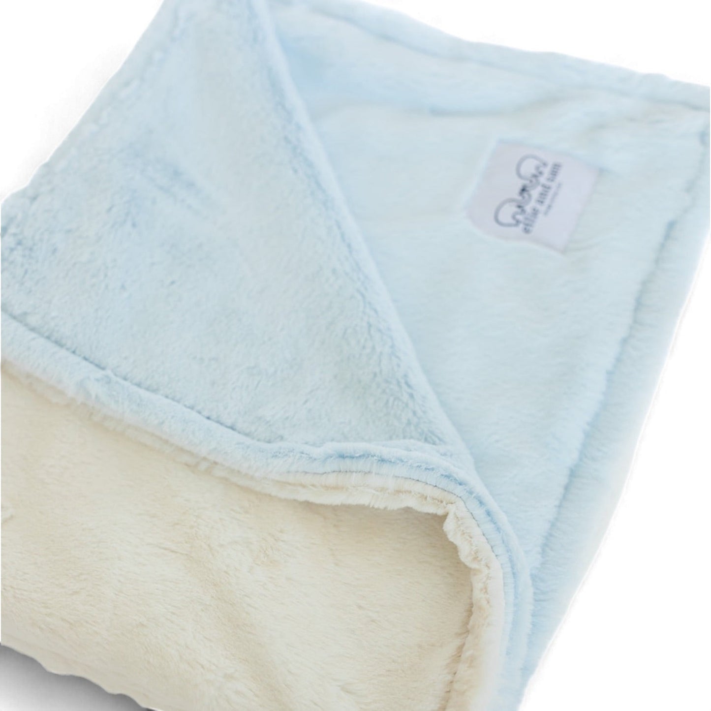 Luxury Duo Baby Blanket in Luxe Plush, Blue - Ivory