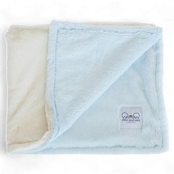 Luxury Duo Baby Blanket in Luxe Plush, Blue - Ivory