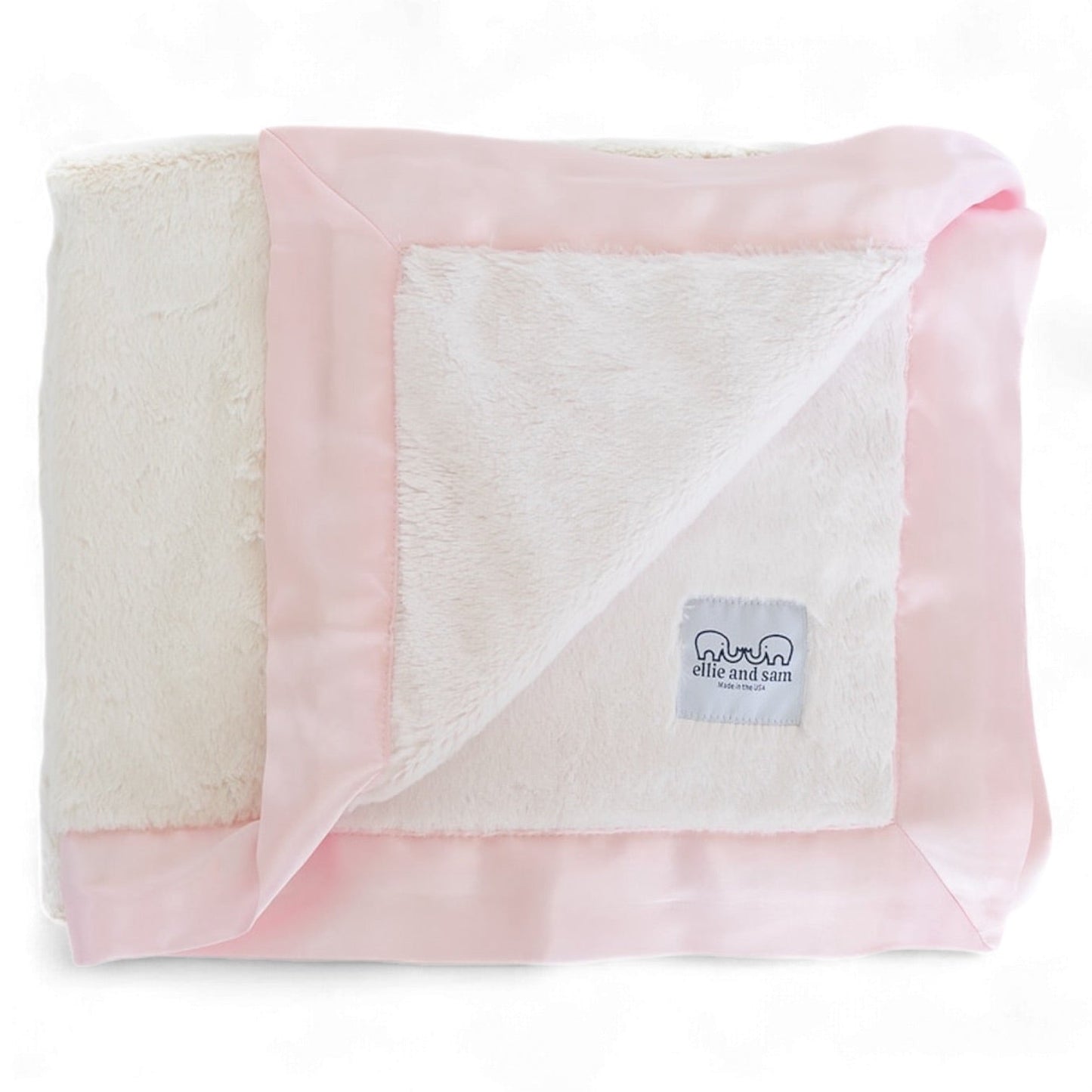 Luxury Duo Baby Blanket with Satin Trim in Luxe Plush, Pink - Ivory
