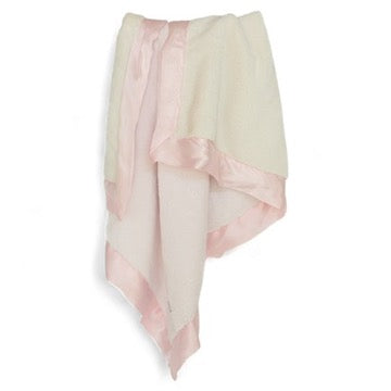 Luxury Duo Baby Blanket with Satin Trim in Luxe Plush, Pink - Ivory