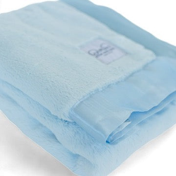 Luxury Baby Blanket with Satin Trim in Luxe Plush, Blue