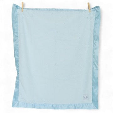 Luxury Baby Blanket with Satin Trim in Luxe Plush, Blue