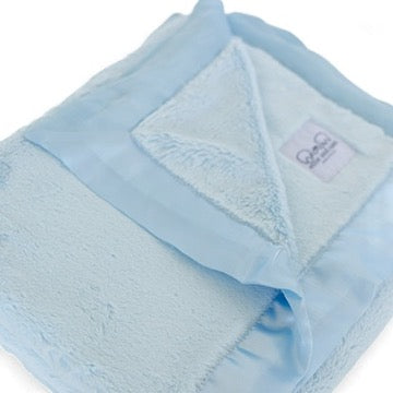 Luxury Baby Blanket with Satin Trim in Luxe Plush, Blue