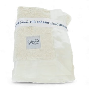Luxury Baby Blanket with Satin Trim in Luxe Plush, Ivory