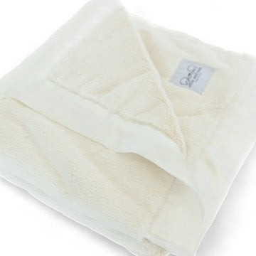 Luxury Baby Blanket with Satin Trim in Luxe Plush, Ivory