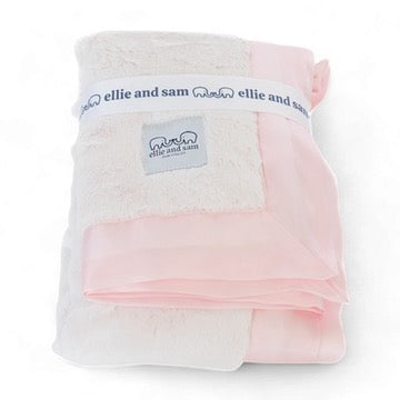 Luxury Baby Blanket with Satin Trim in Luxe Plush, Pink