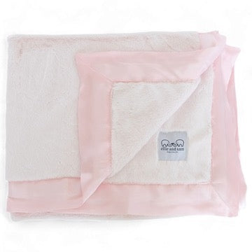 Luxury Baby Blanket with Satin Trim in Luxe Plush, Pink