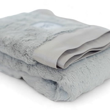 Luxury Baby Blanket with Satin Trim in Luxe Plush, Silver
