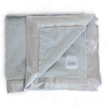 Luxury Baby Blanket with Satin Trim in Luxe Plush, Silver