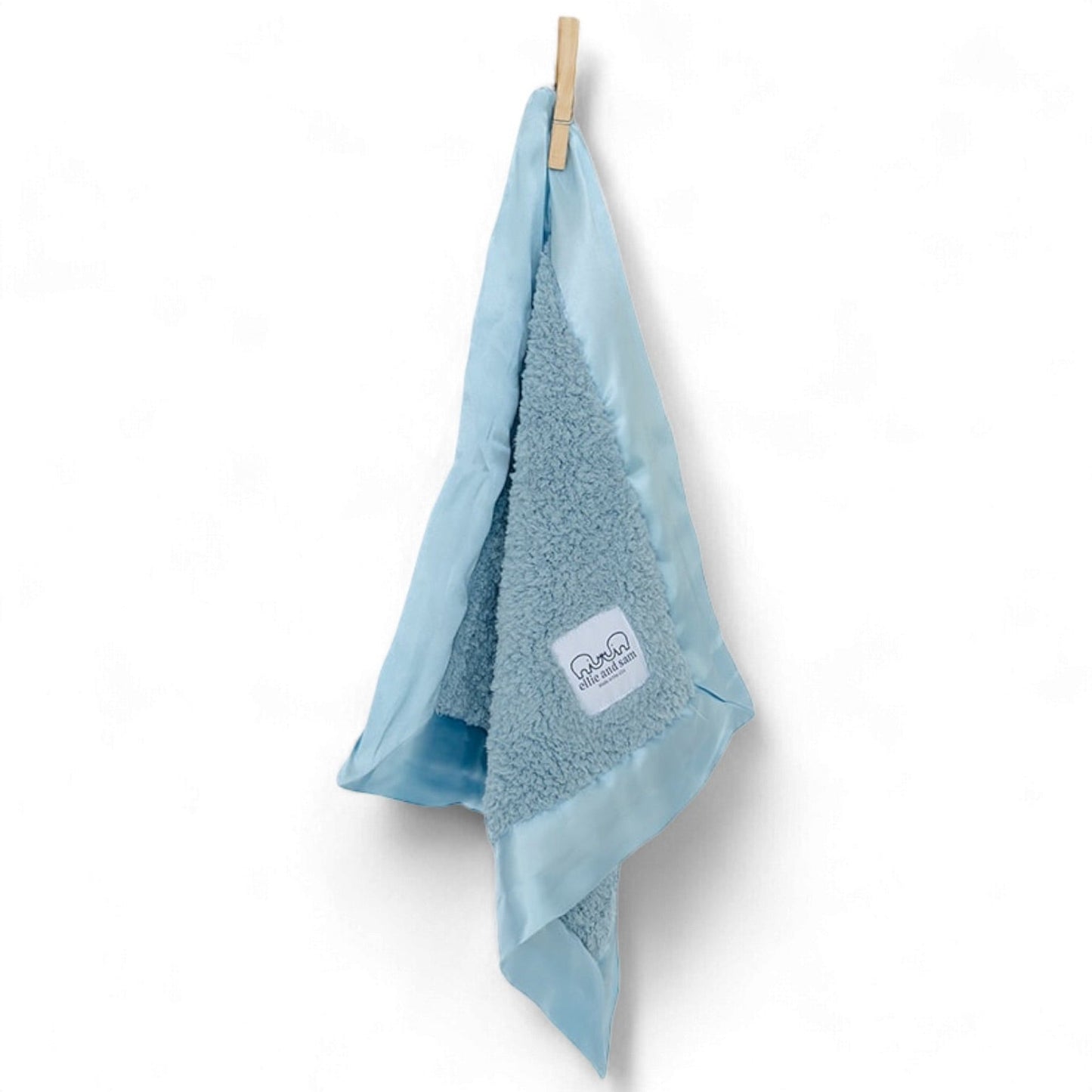 Classic Baby Lovey with Satin Trim in Chenille Cozy, Powder Blue