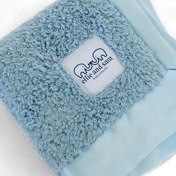 Classic Baby Lovey with Satin Trim in Chenille Cozy, Powder Blue