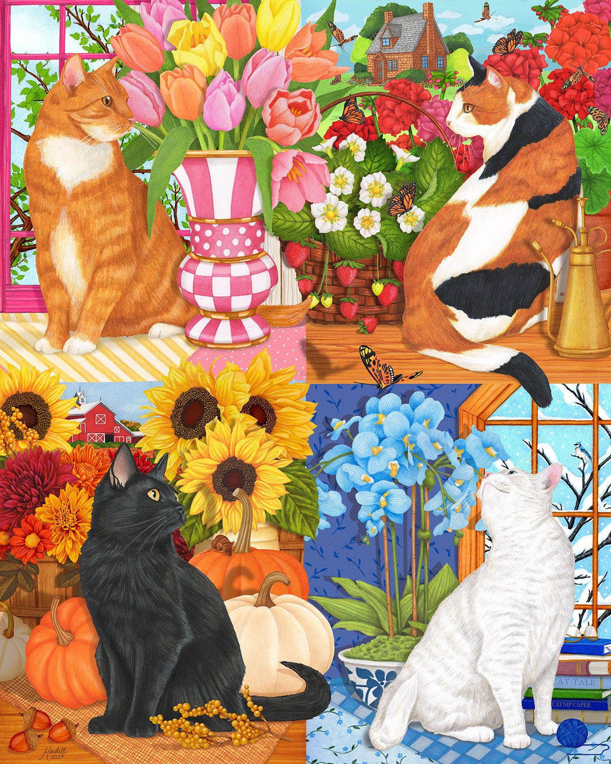 Four Seasons of Cats 1000 Piece Jigsaw Puzzle | Springbok Puzzles