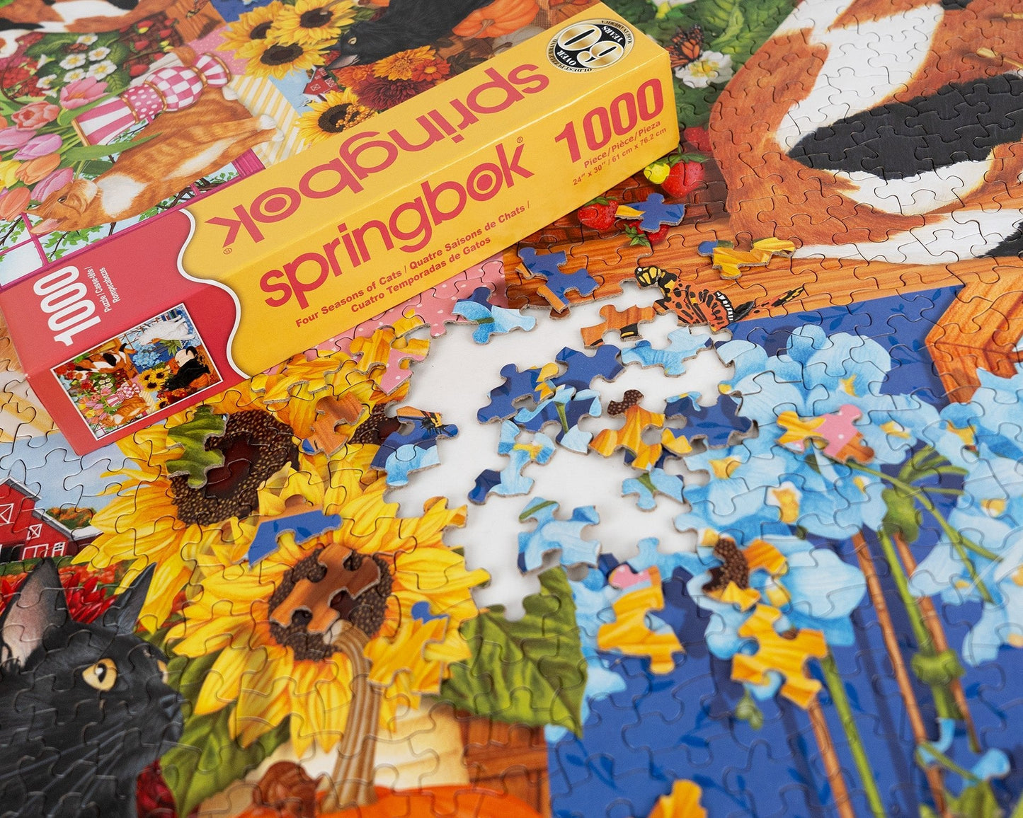 Four Seasons of Cats 1000 Piece Jigsaw Puzzle | Springbok Puzzles