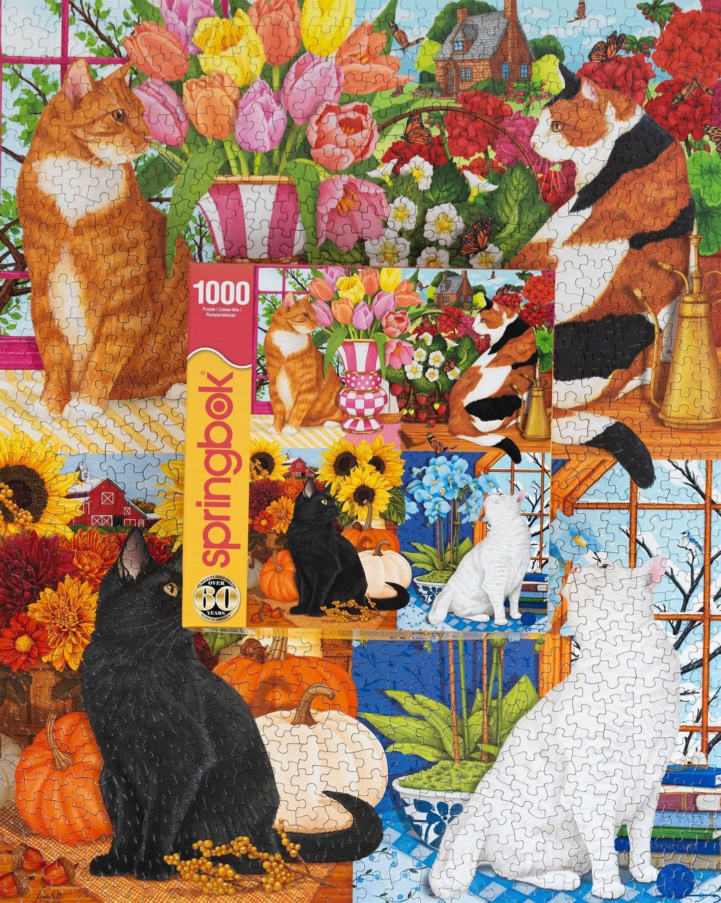 Four Seasons of Cats 1000 Piece Jigsaw Puzzle | Springbok Puzzles