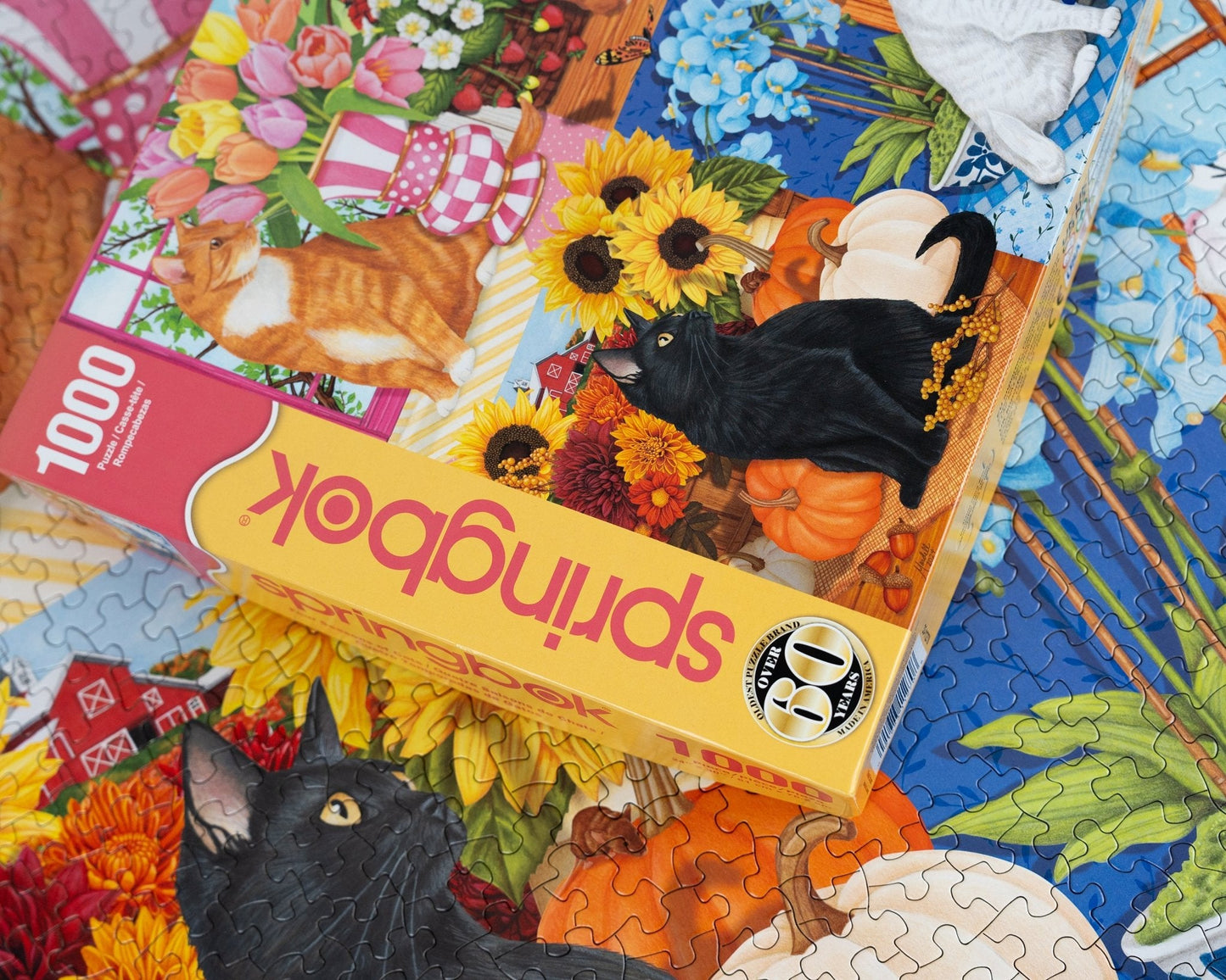 Four Seasons of Cats 1000 Piece Jigsaw Puzzle | Springbok Puzzles