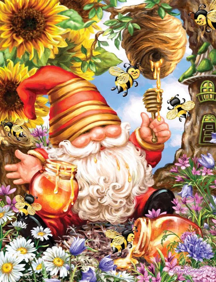 Gnome Worries Bee Happy 500 Piece Jigsaw Puzzle by Springbok Puzzles