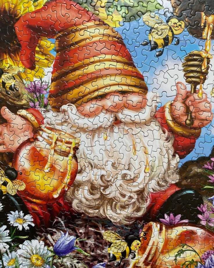 Gnome Worries Bee Happy 500 Piece Jigsaw Puzzle by Springbok Puzzles