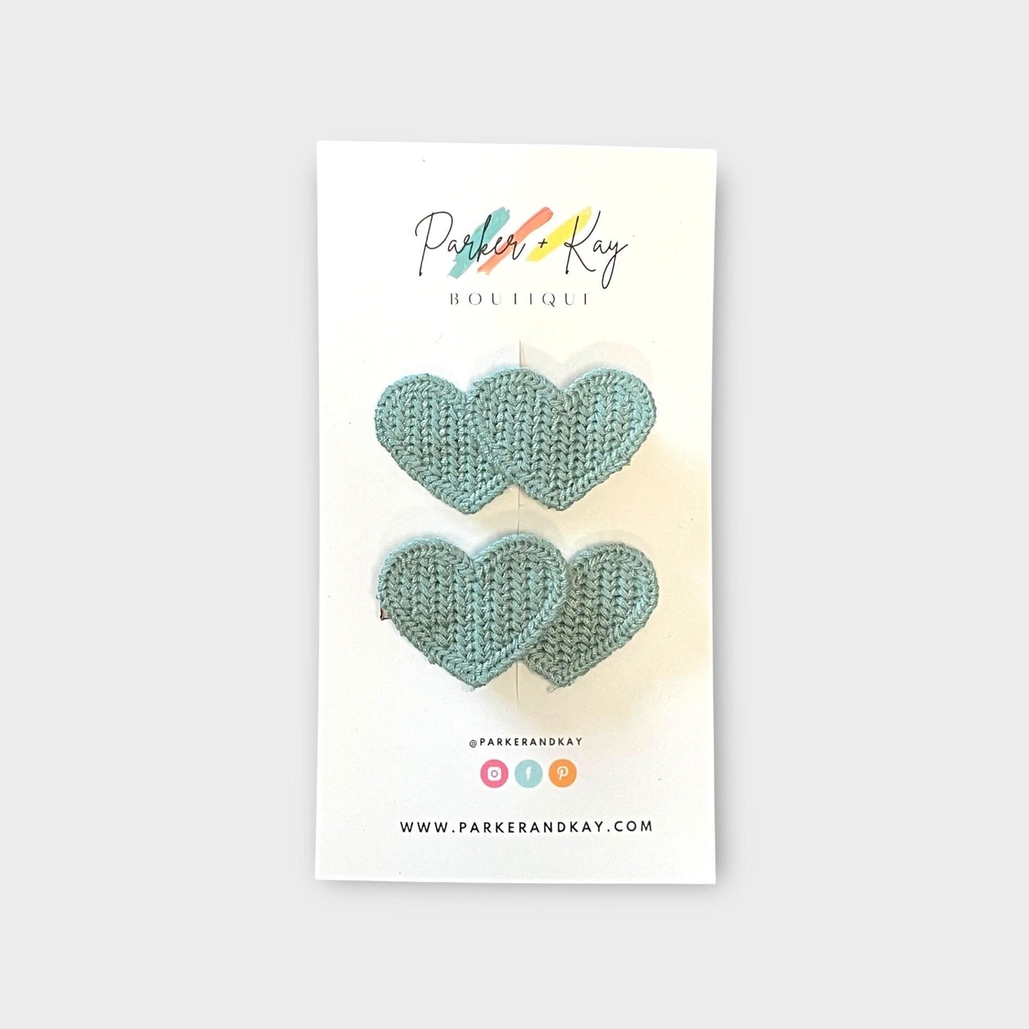 Boho Knit Hearts Hair Clips