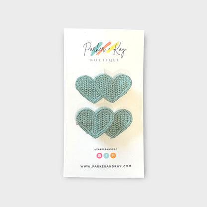 Boho Knit Hearts Hair Clips