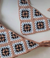 3-in-1 Crochet Granny Square Bandana – Handmade Headband, Pet Collar &Mom Neck Scarf | Colorful Boho Accessory | Retro Crochet Gift