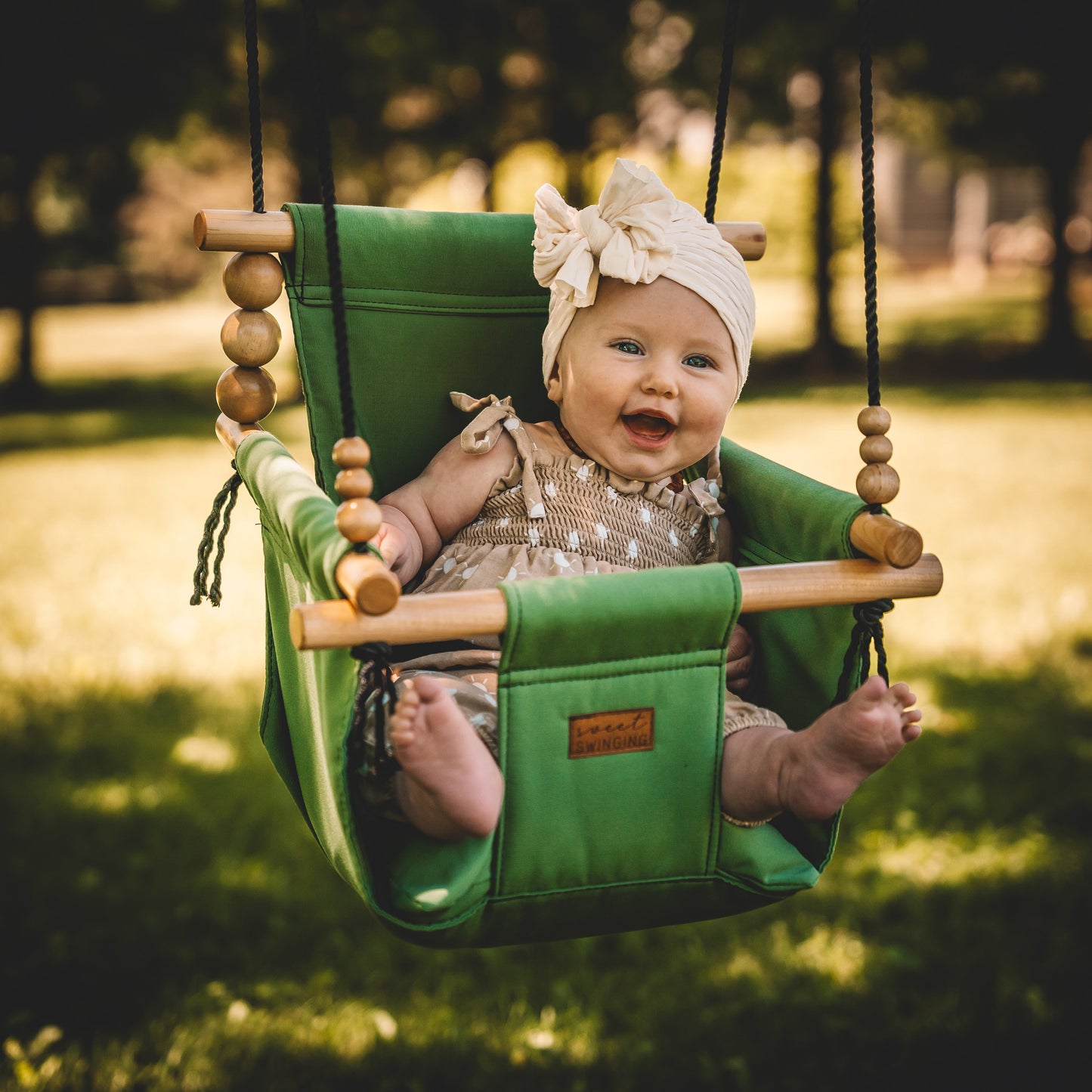 Premium Outdoor High Back  Baby & Toddler Swing- Sage