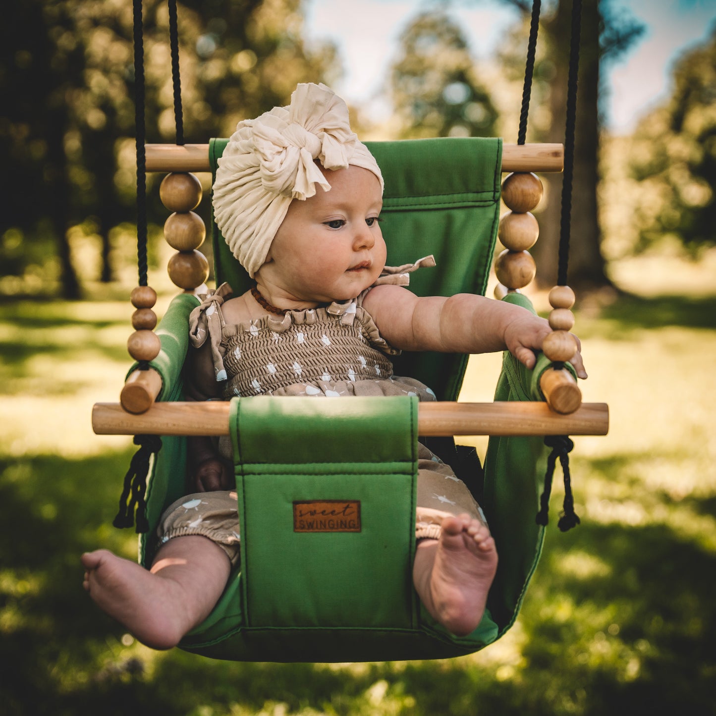 Premium Outdoor High Back  Baby & Toddler Swing- Sage