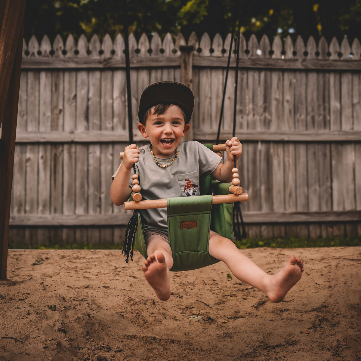Premium Outdoor High Back  Baby & Toddler Swing- Sage