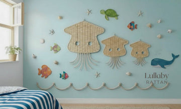 Rattan Jellyfish Wall Decor – Boho Coastal Nursery Wall Art