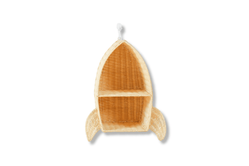 Rattan Rocket Ship Wall Shelf – Space Theme Kids Room & Nursery Décor
