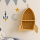 Rattan Rocket Ship Wall Shelf – Space Theme Kids Room & Nursery Décor