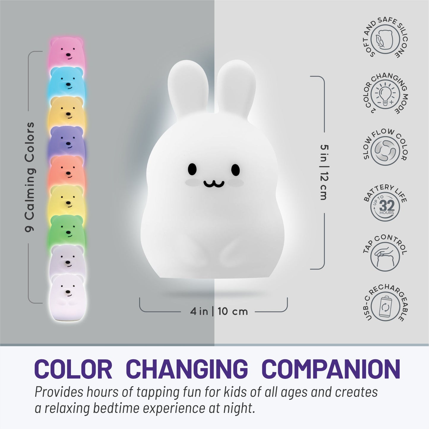 LumiPets® Basil the Bunny- Children's Touch Night Light Junior
