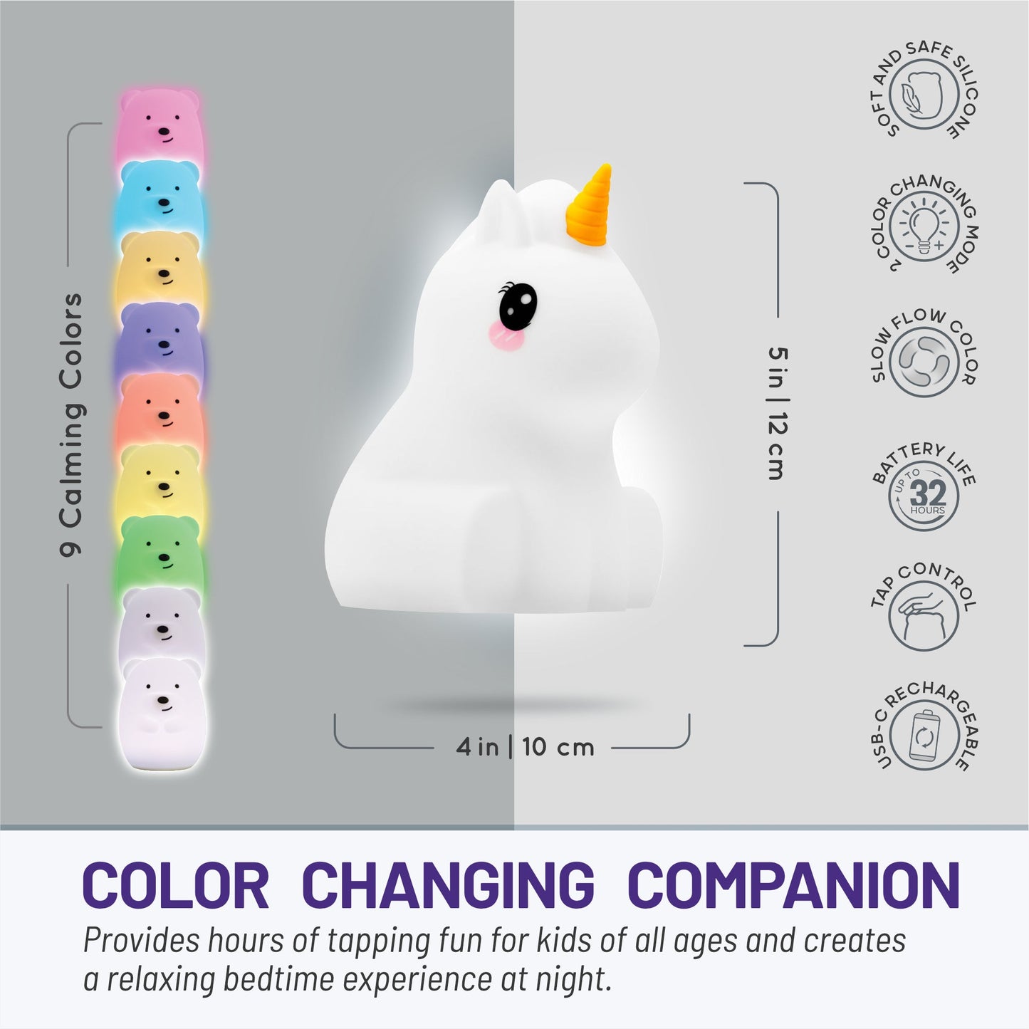 LumiPets® Junior Unicorn - Children's Nursery Touch Night Light