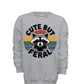 Cute But Feral Raccoon Kids Sweatshirt (Retro Stripe Graphic)