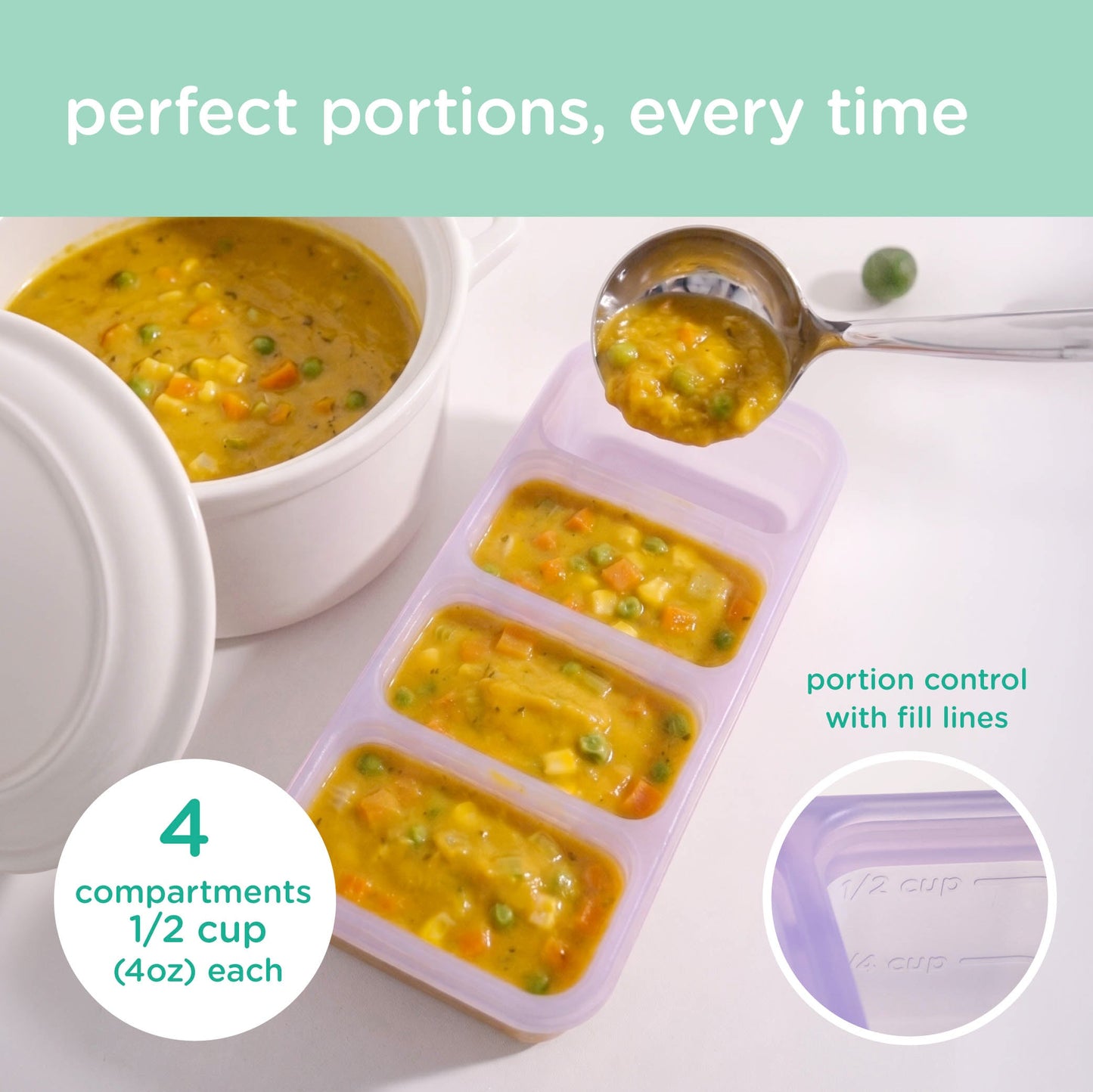 Olababy Silicone Freezer Tray for Batch-Prepped Baby Food (1/2 Cup)