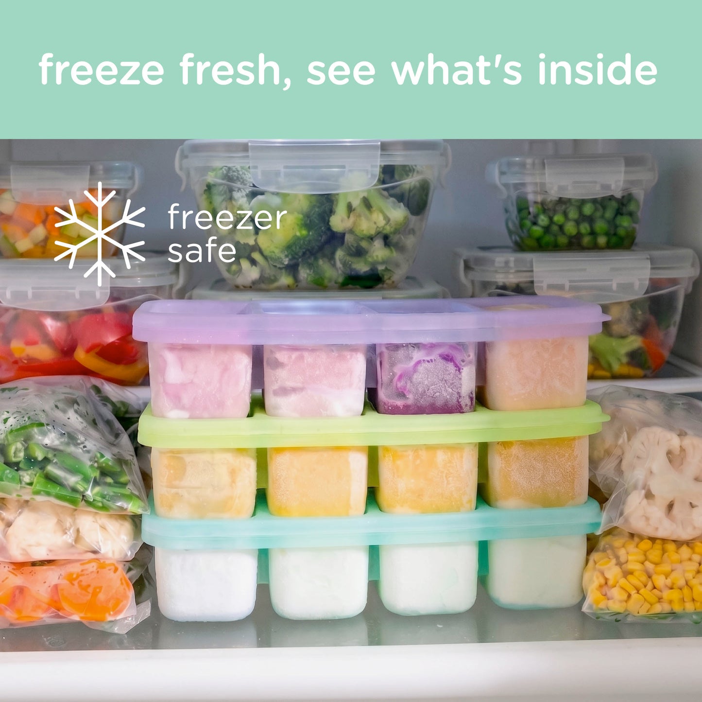 Olababy Silicone Freezer Tray for Batch-Prepped Baby Food (1/2 Cup)