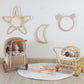 Rattan Moon Wall Mirror – Boho Space & Mystical Kids Room Decor