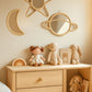 Rattan Moon Wall Mirror – Boho Space & Mystical Kids Room Decor